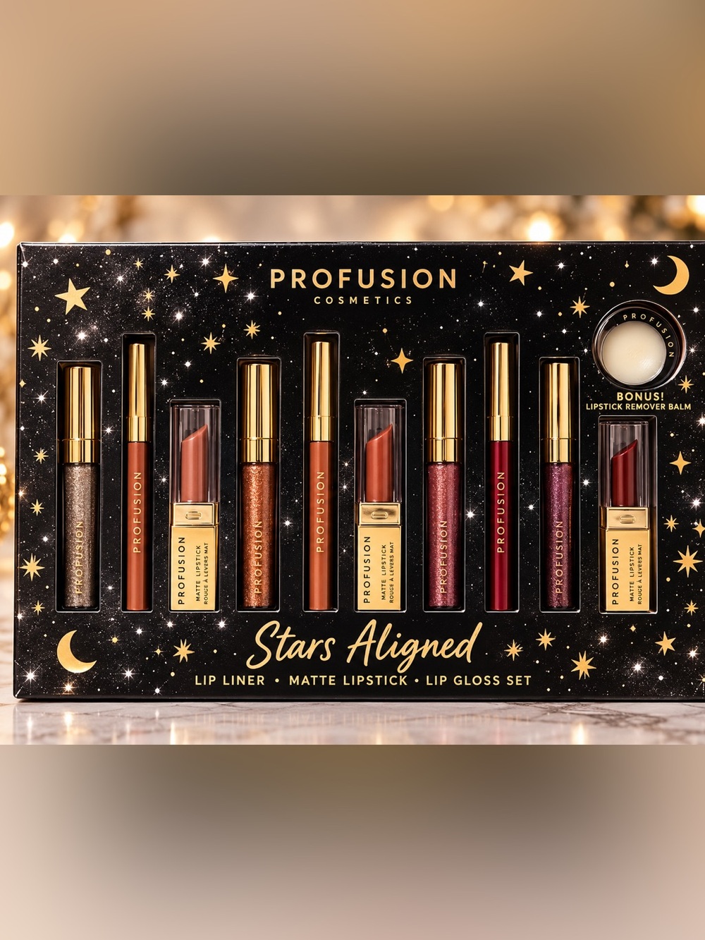Profusion Cosmetics Stars Aligned Lip Set - Red, Pink & Bronze Shades